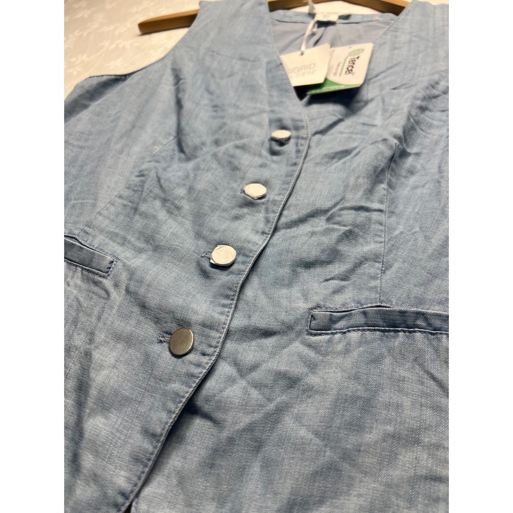 Sigrid Olsen Blue Denim Vest Top Tencel Lightweight Sleeveless Button Front S - Picture 11 of 13